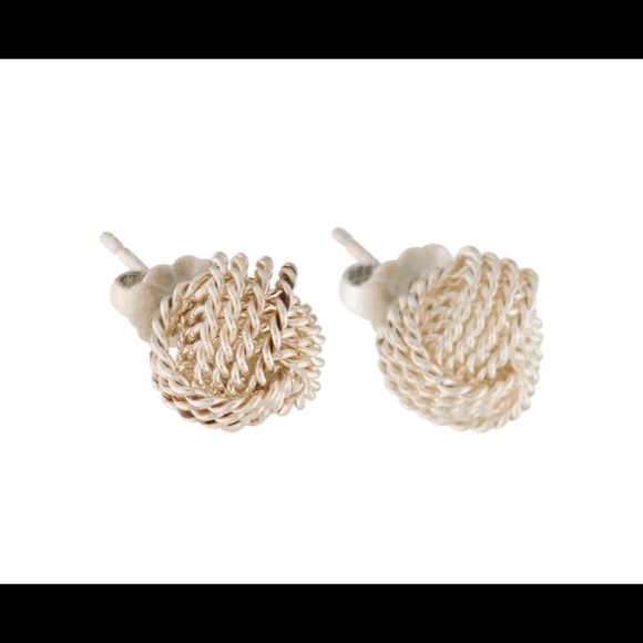Silver Twist knot stud earring - Picture 3 of 7